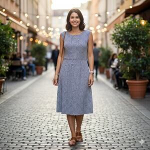 Boden Blue Red White Floral Petal Print Knit Sheath Dres 8R